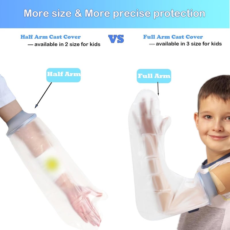 Divvsck Waterproof Full Arm Cast Covers for Shower Kids - Available in 3 Sizes|Reusable Child Long Arm Cast Sleeve Bag Covers- Watertight Protection forWounded Elbow Wrist Hand Finger Forearm (Size:S) - Image 3